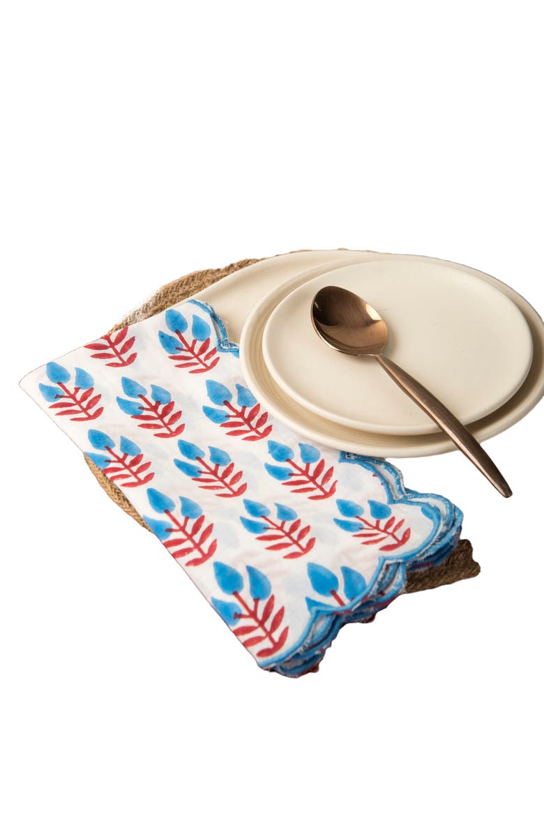 Mela Artisans Meadow Handblocked Napkin Set, Alternate, color, White