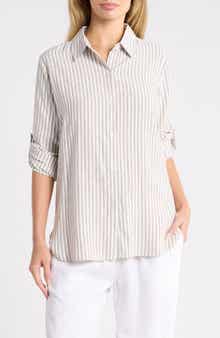 Striped Long Sleeve Button Front Shirt