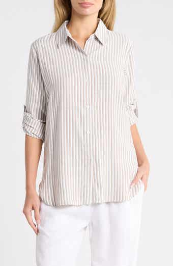 Striped Long Sleeve Button Front Shirt