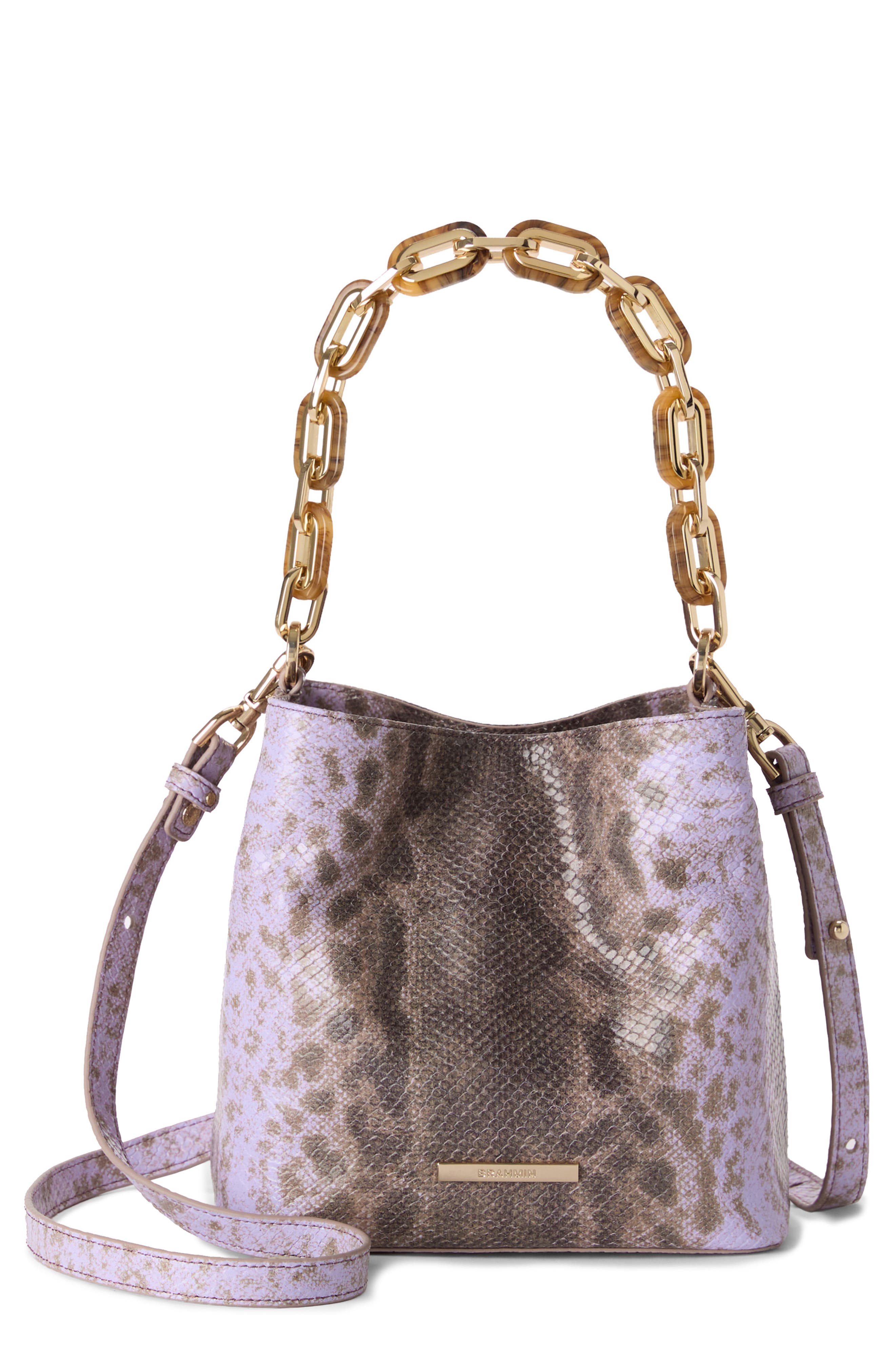 Brahmin Mod Mini Amelia Croc Embossed Leather Top Handle Bucket Bag, Main, color, 