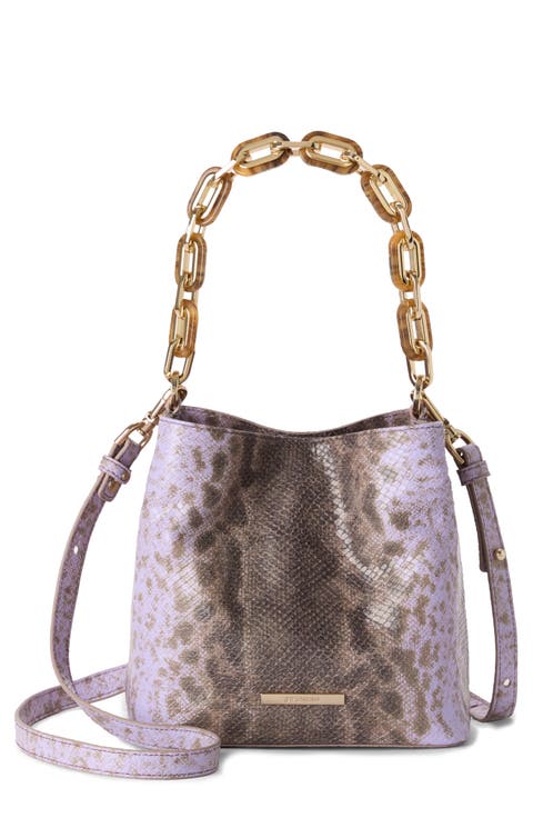 Mod Mini Amelia Croc Embossed Leather Top Handle Bucket Bag