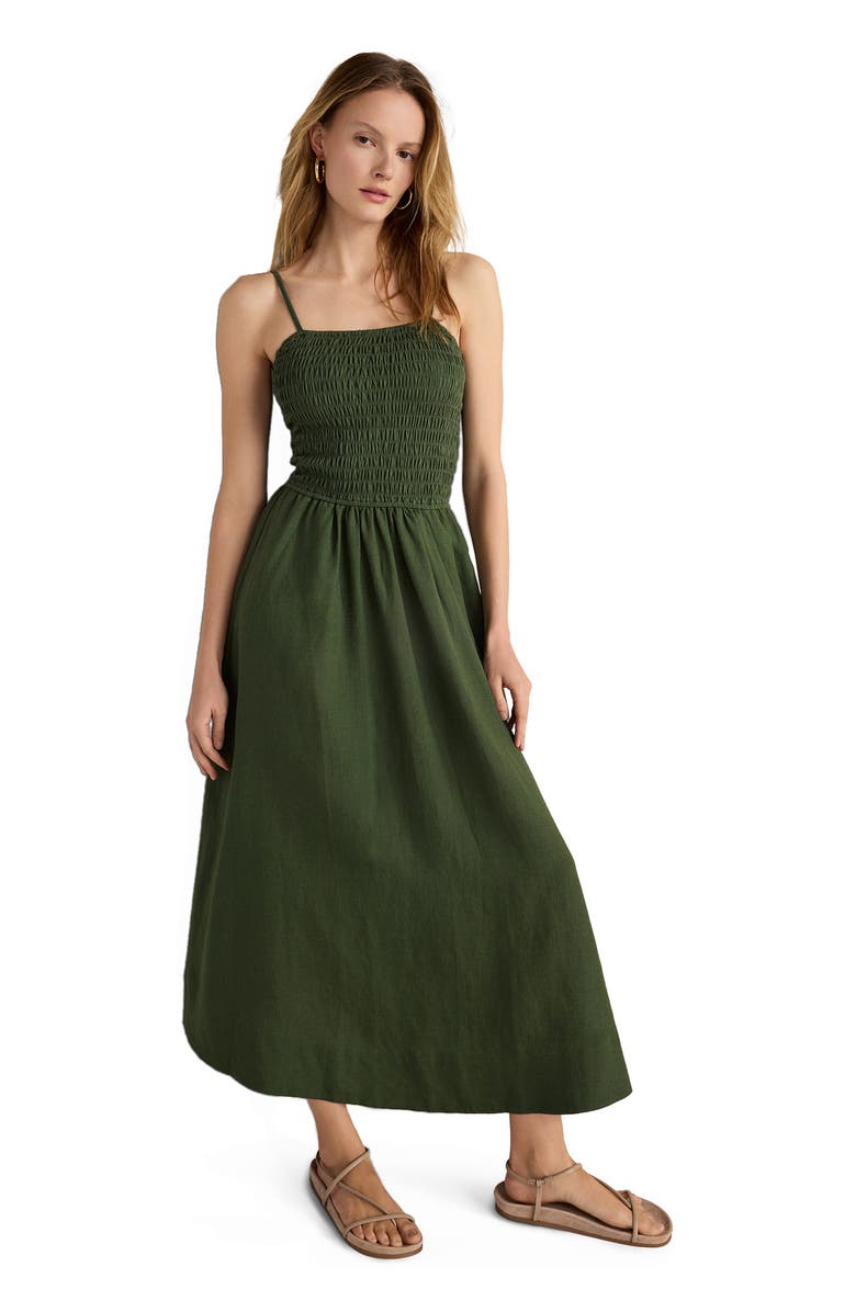 Haven Well Within Organic Cotton Linen Strappy Midi Dress, Main, color, Lush Palm