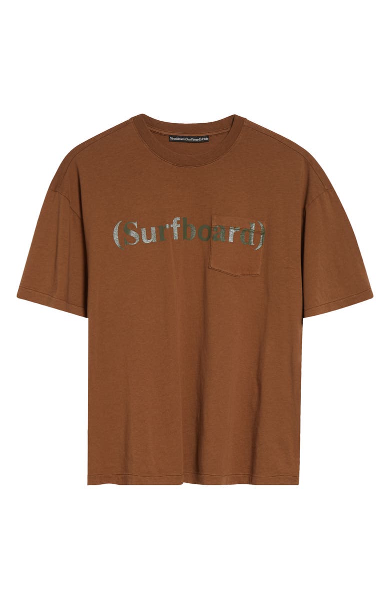 STOCKHOLM SURFBOARD CLUB Sufboard Logo Organic Cotton Pocket Graphic T-Shirt, Alternate, color, Fondue