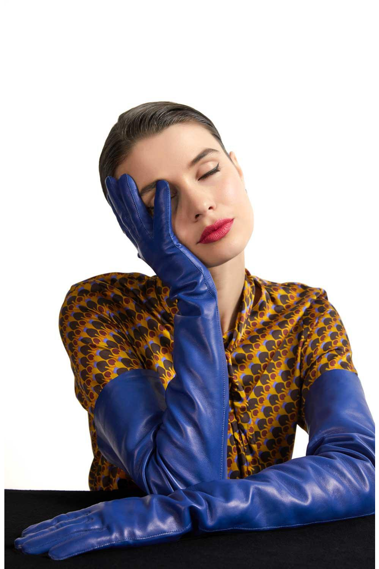 Runway Leather Gloves, Alternate, color, Blue