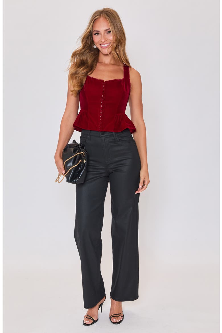 Velvet Peplum Top, Alternate, color, BURGUNDY