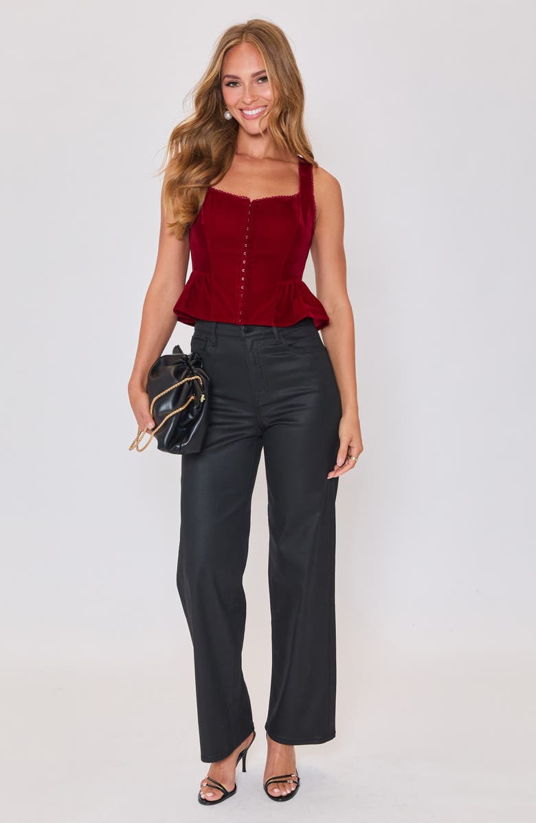 VICI Collection Velvet Peplum Top, Alternate, color, Burgundy