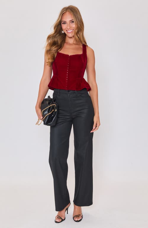 Vici Collection Velvet Peplum Top In Burgundy