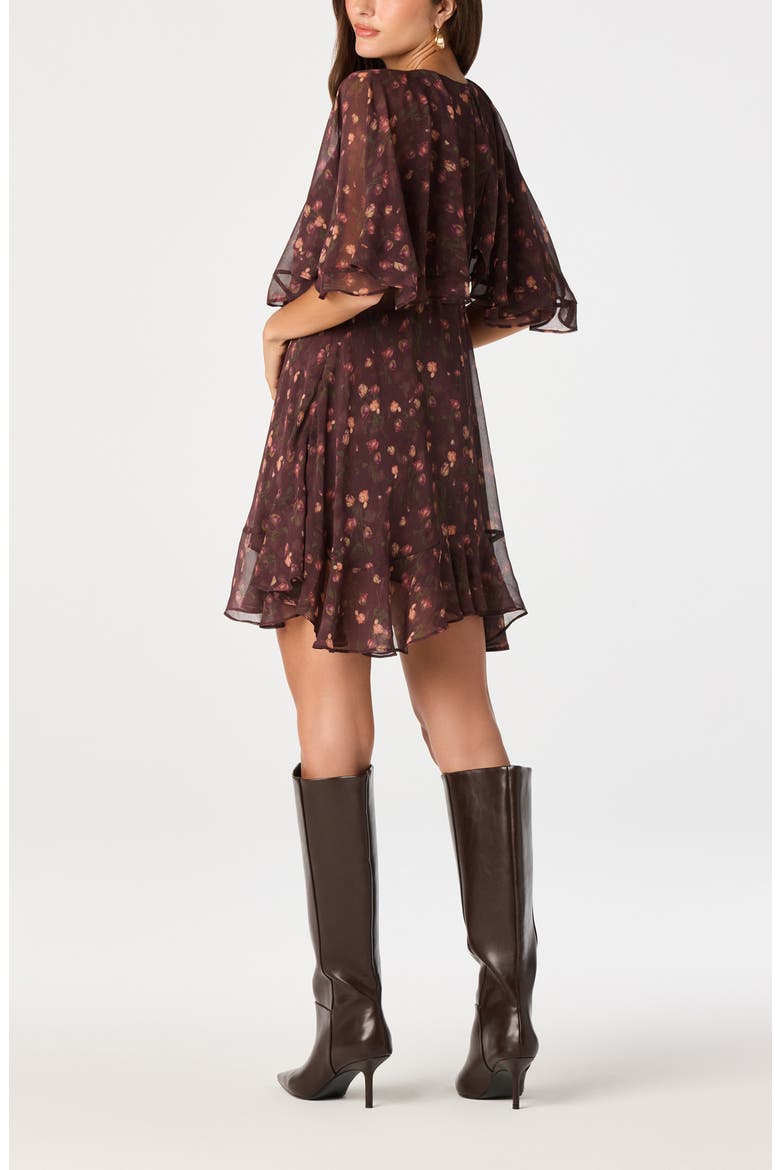 Lilah Floral Chiffon Minidress, Alternate, color, EGGPLANT FLORAL