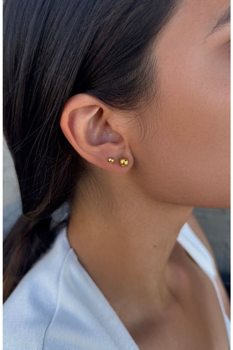 Set of 3 Ball Stud Earrings, Alternate, color, GOLD