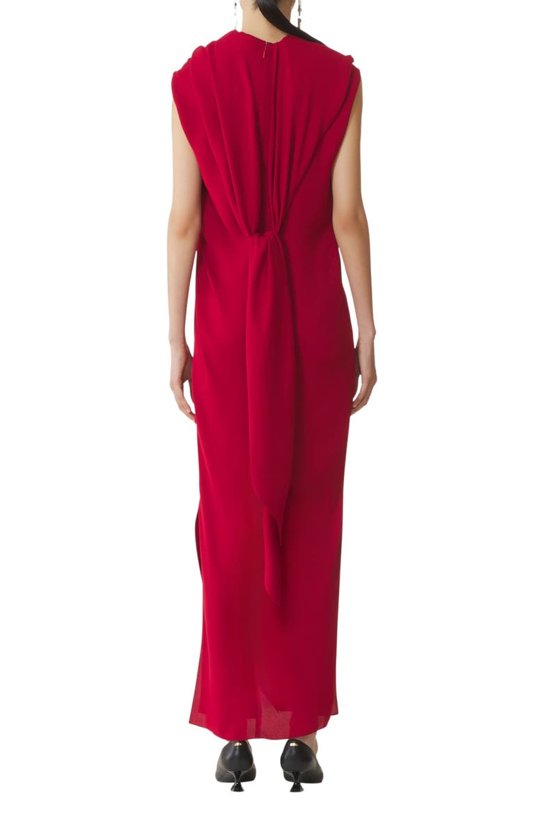 Long Knotted Dress In Satin, Alternate, color, Red Anemone