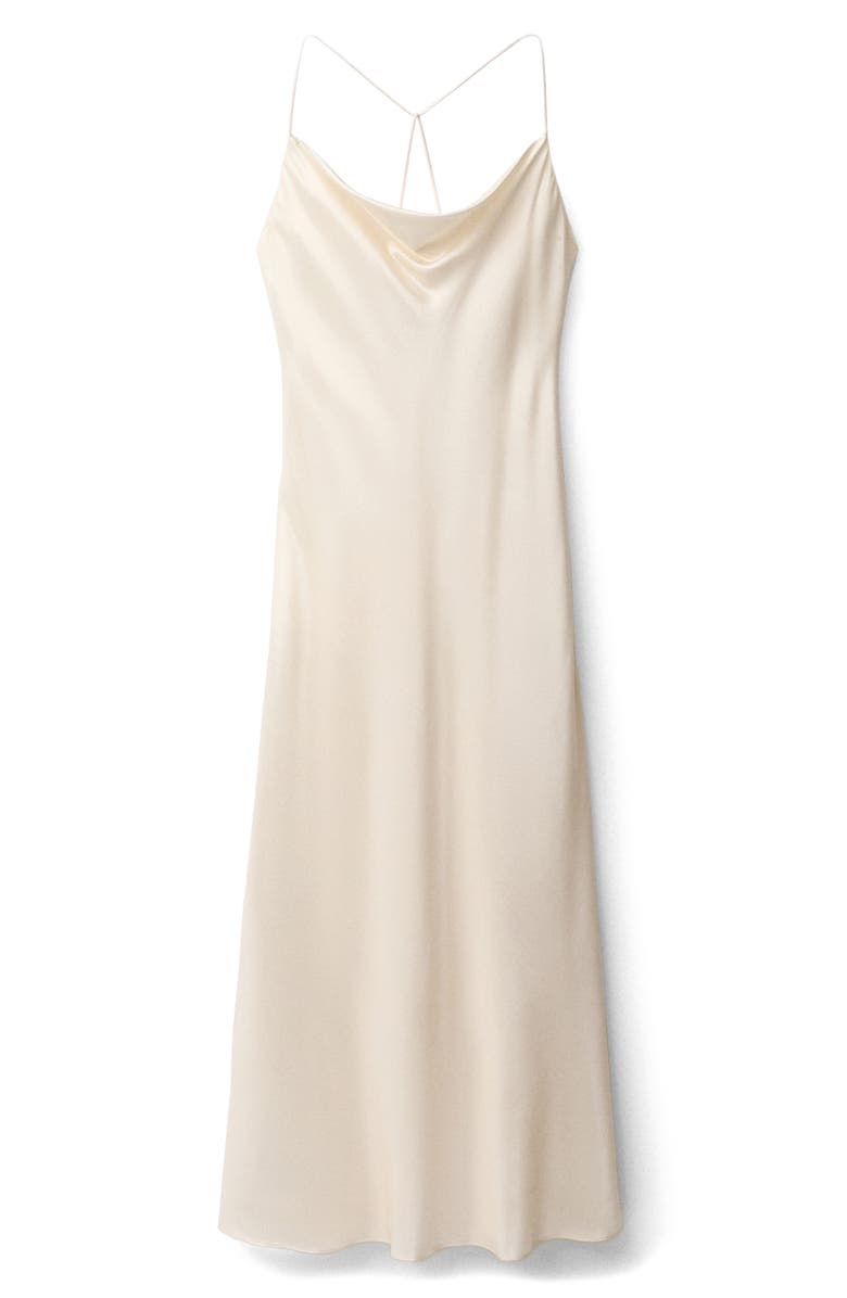 MANGO Mulberry Silk Blend Cowl Neck Slipdress, Alternate, color,