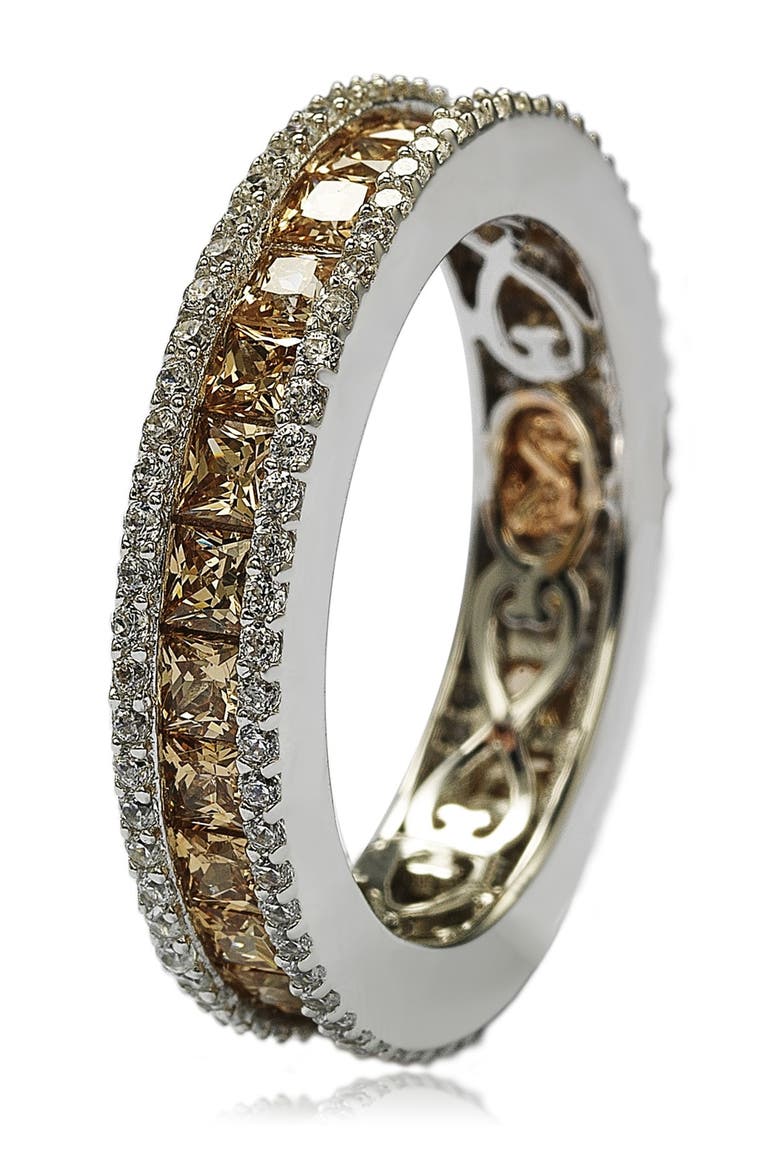 Brown & White CZ Band Ring, Main, color, BROWN