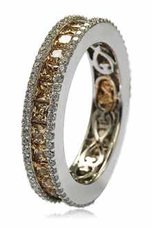 SUZY LEVIAN Brown & White CZ Band Ring