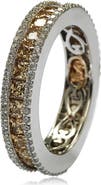 SUZY LEVIAN Brown & White CZ Band Ring