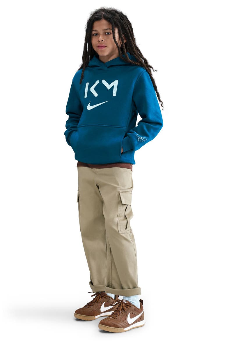 Kids' Kylian Mbappé Club Fleece Hoodie, Main, color, GREEN ABYSS/ IGLOO/ LIGHT DEW