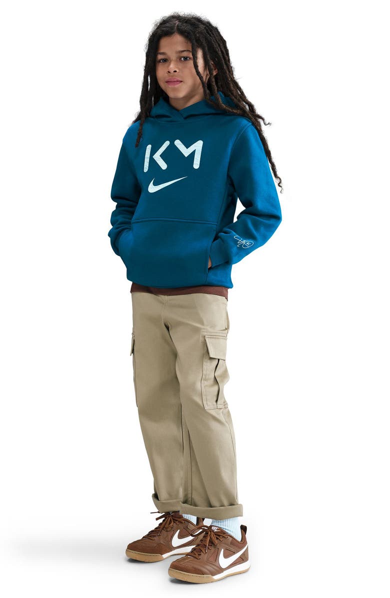 Nike Kids' Kylian Mbappé Club Fleece Hoodie, Main, color, Green Abyss/ Igloo/ Light Dew
