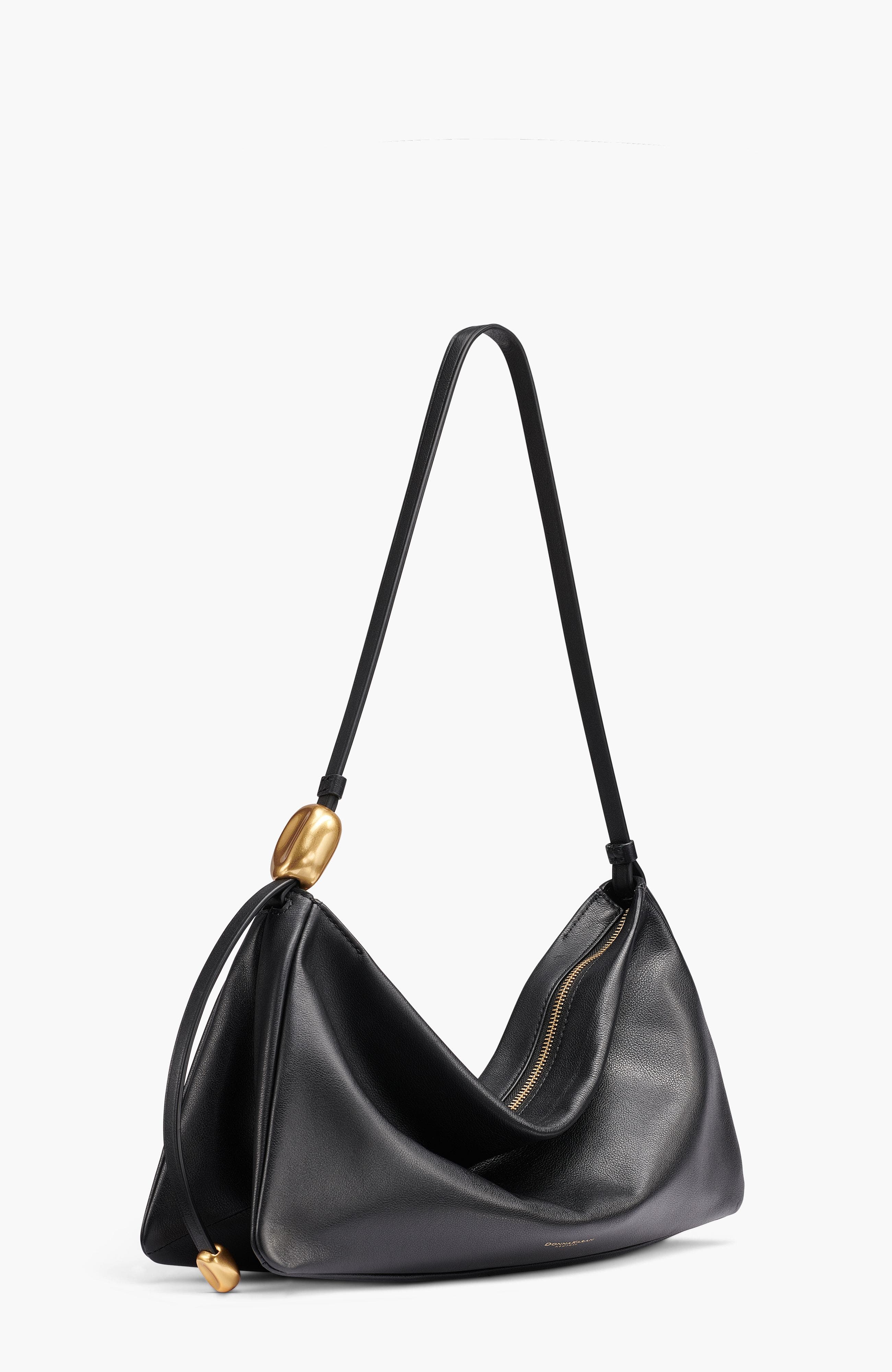 Donna Karan New York Velvet Large Shoulder, Alternate, color, Blk/Gold