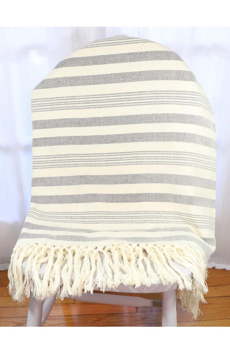 Passion Lilie Throw Blanket in Stripes, Alternate, color, Charcoal