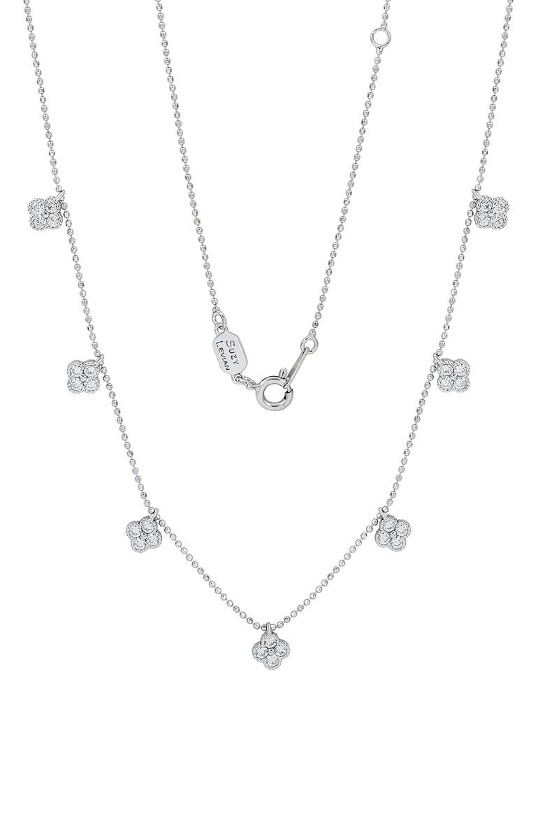 SUZY LEVIAN Cubic Zirconia Pavé Clover Station Necklace, Alternate, color, White