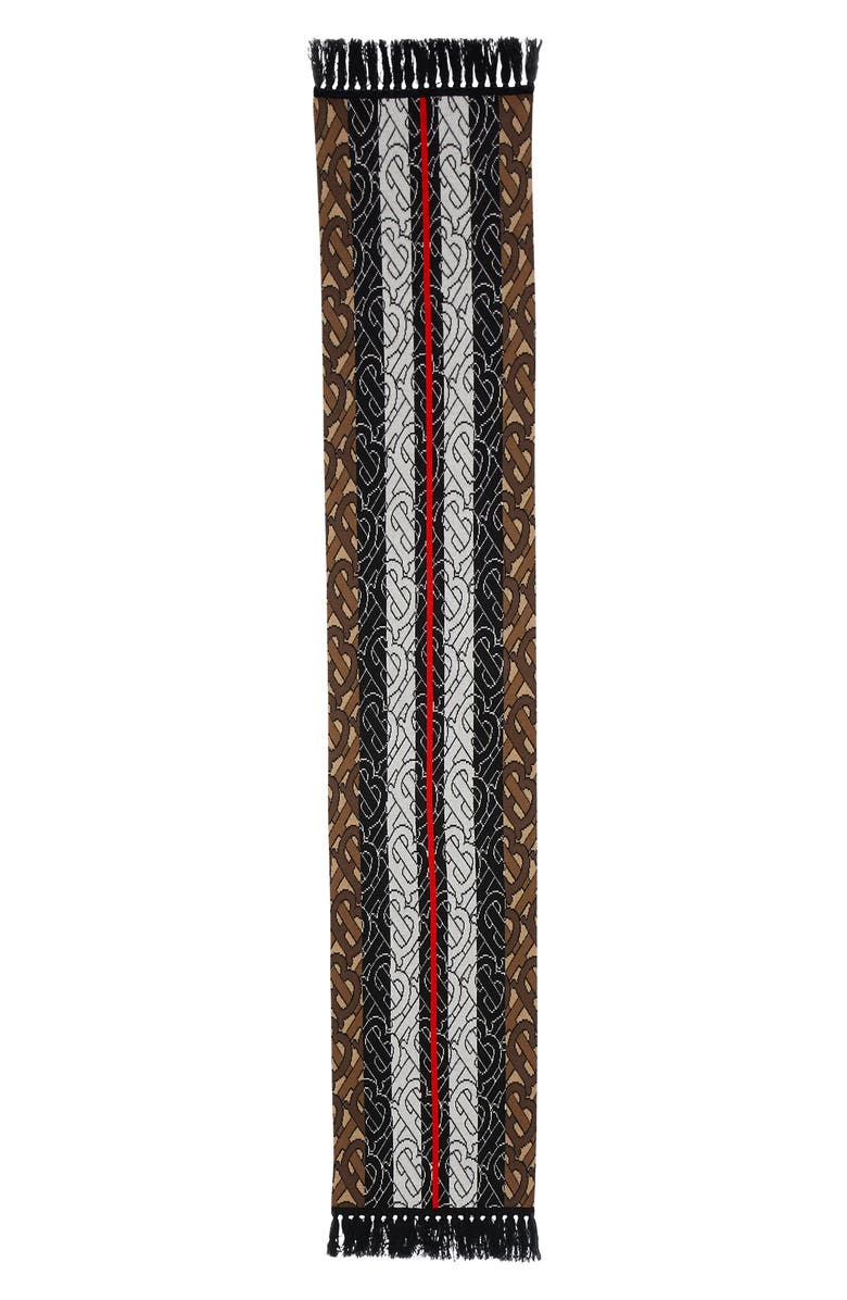 Burberry Tricolor Monogram Cashmere Scarf, Alternate, color,