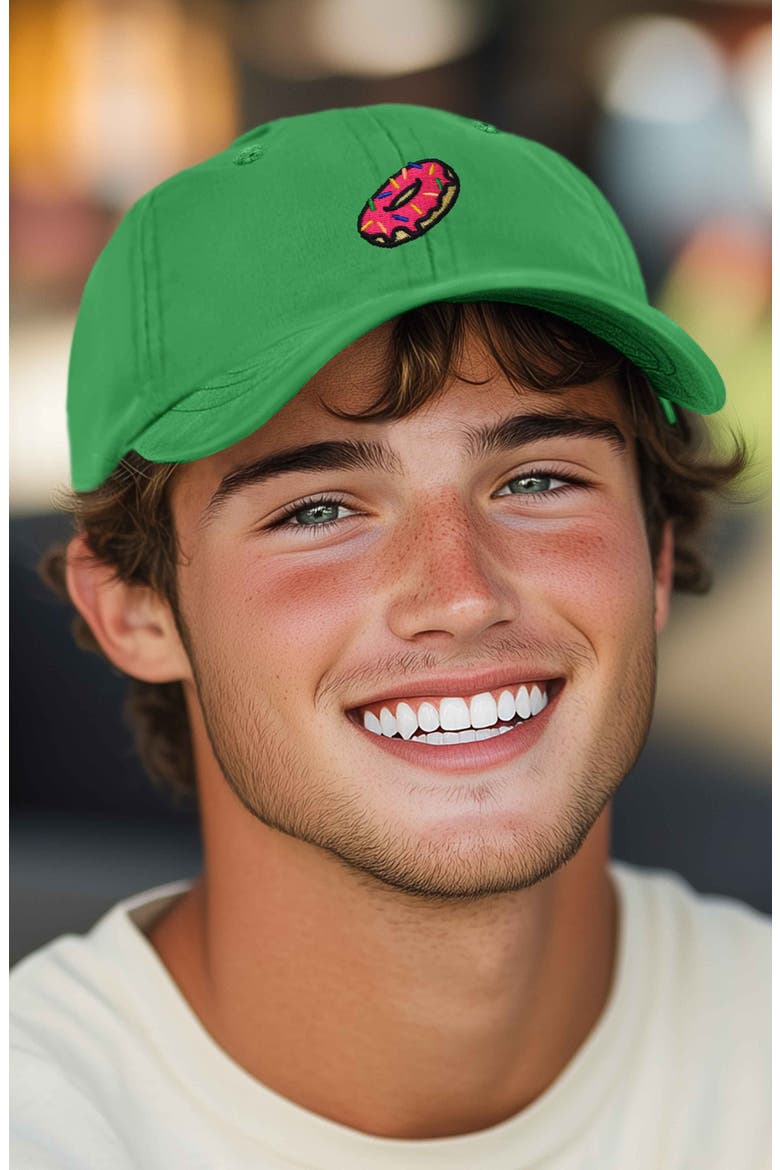 Donut Embroidered Adjustable Cap, Alternate, color, Kelly Green