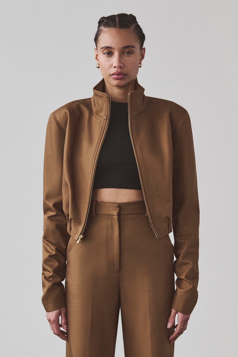 Sabrina Bomber Jacket, Alternate, color, Khaki