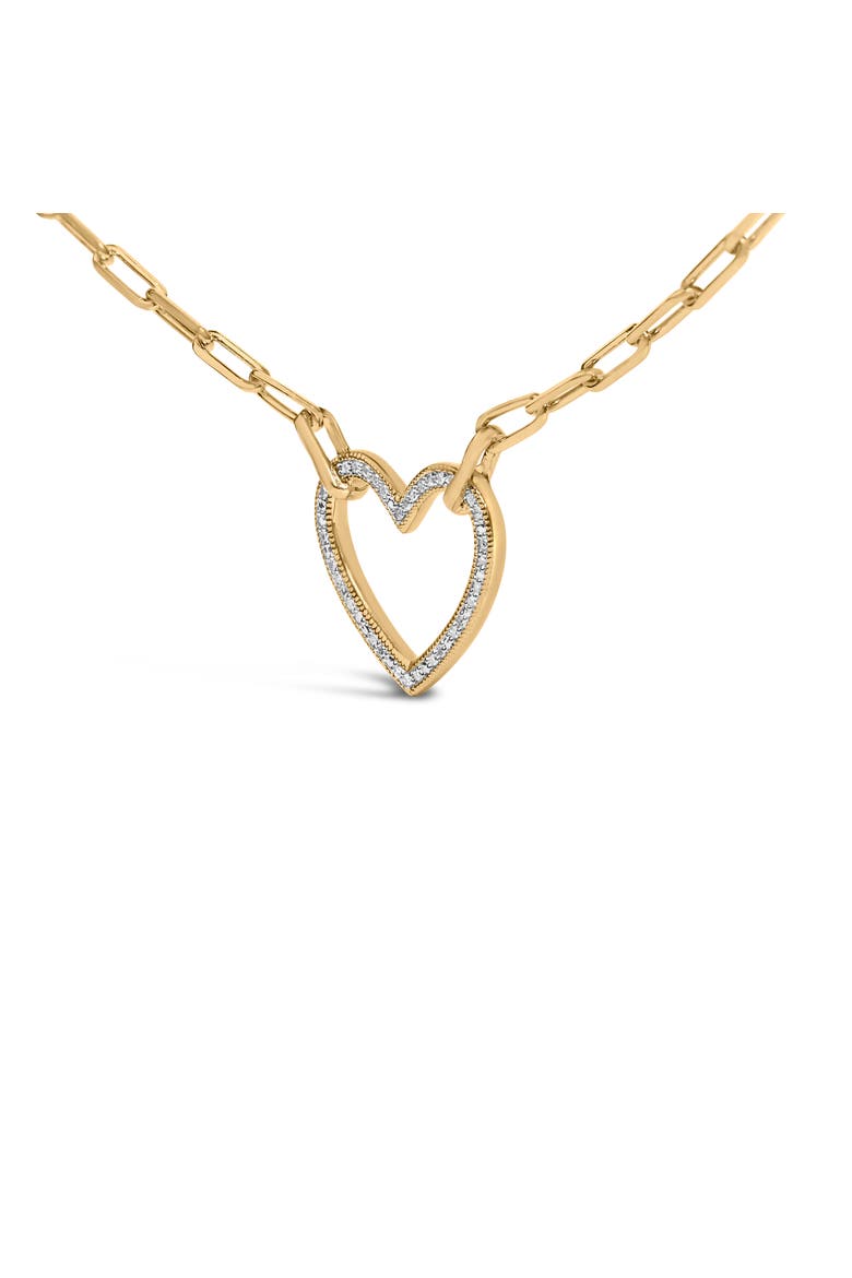 Gold Vermeil 1/10 Cttw Diamond Paperclip Chain Heart Pendant Necklace, Alternate, color, Silver