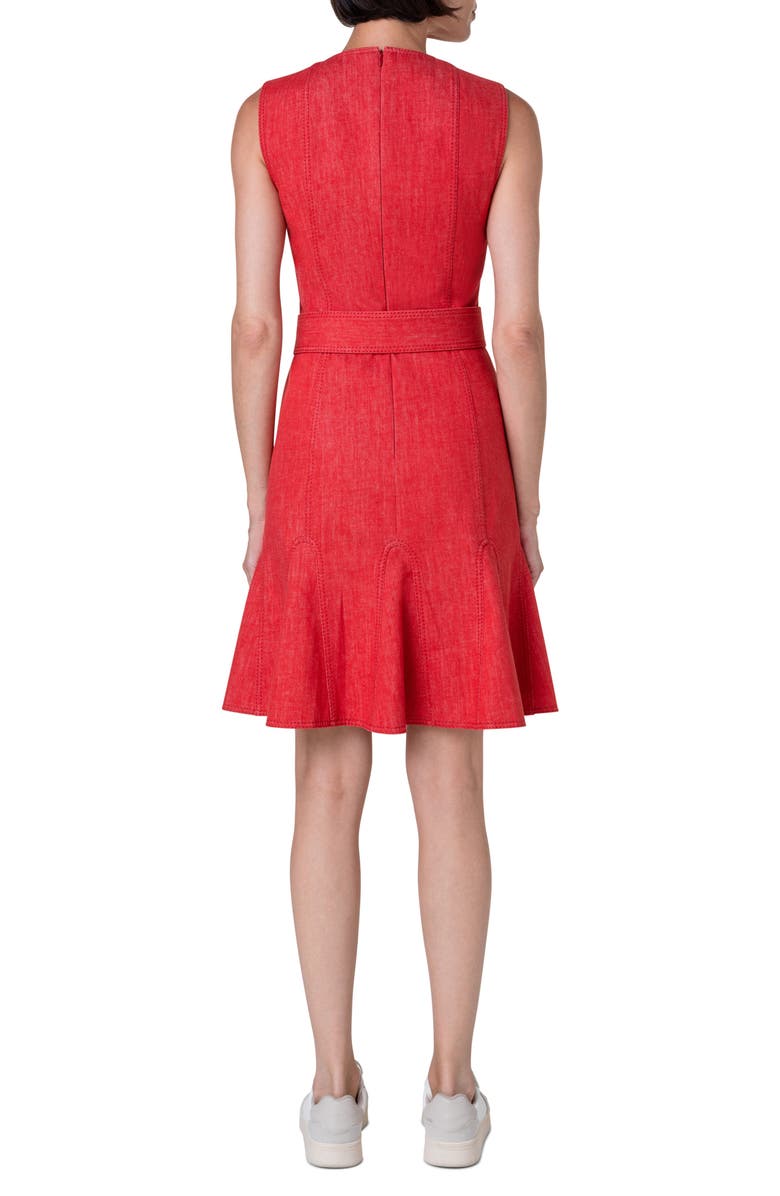 Akris punto Belted Sleeveless Denim Dress, Alternate, color,