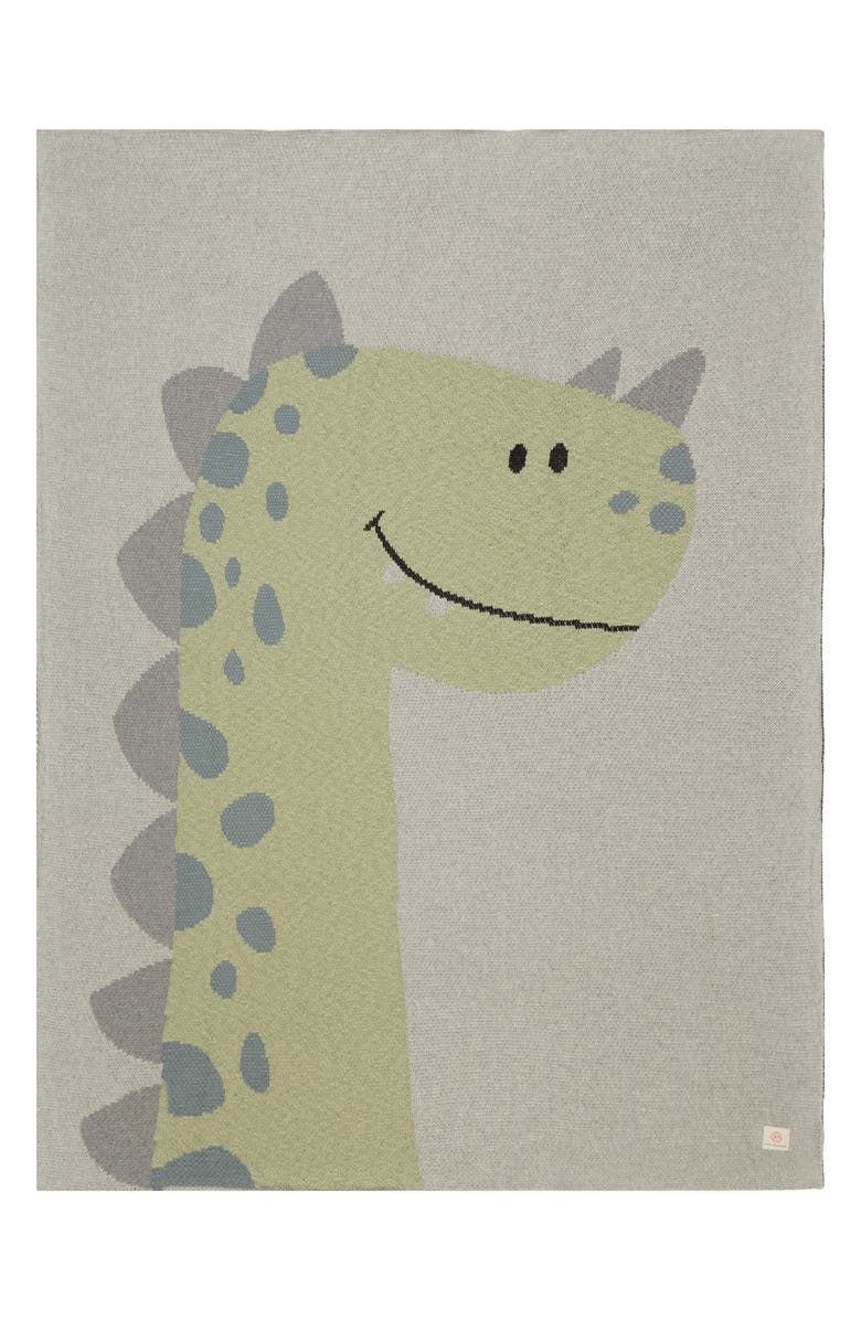 Pink Lemonade Baby Dinosaur Organic Cotton Baby Blanket, Main, color, Green