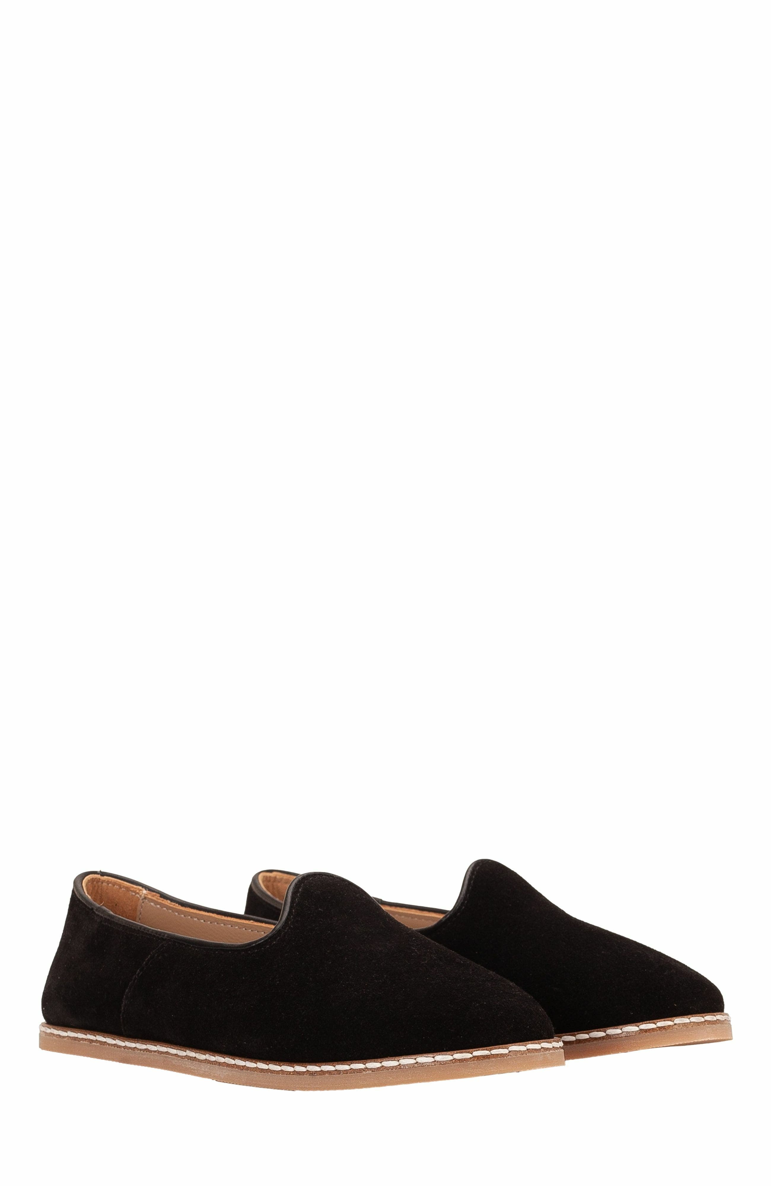 Epilogue Shoes Istanbul Suede Leather Slip On Flats, Alternate, color, Black Suede Leather