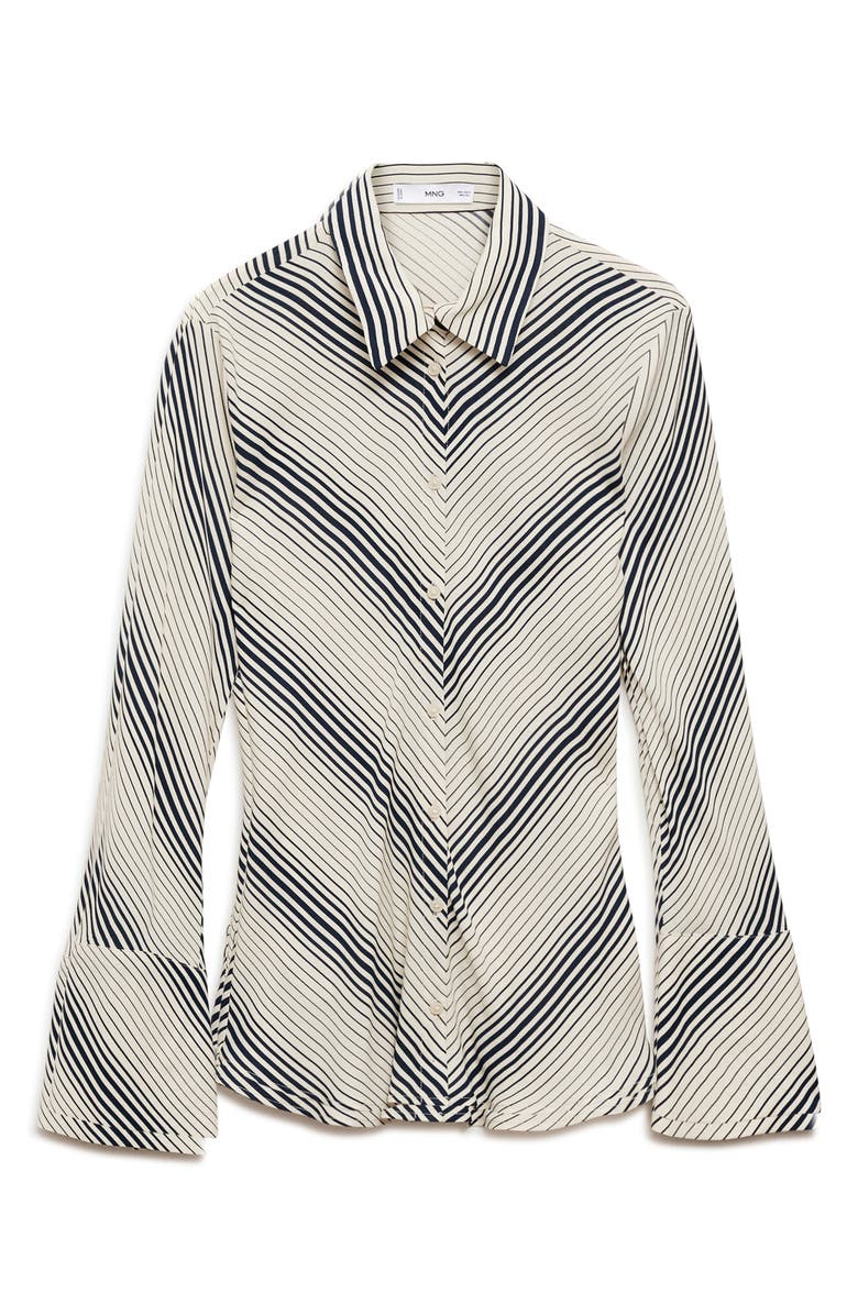 MANGO Stripe Flare Sleeve Button-Up Shirt, Alternate, color,