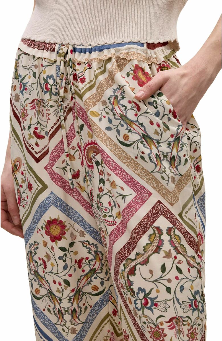 Rebecca Taylor Irie Silky Pant, Alternate, color, Montage Floral Ivory Combo