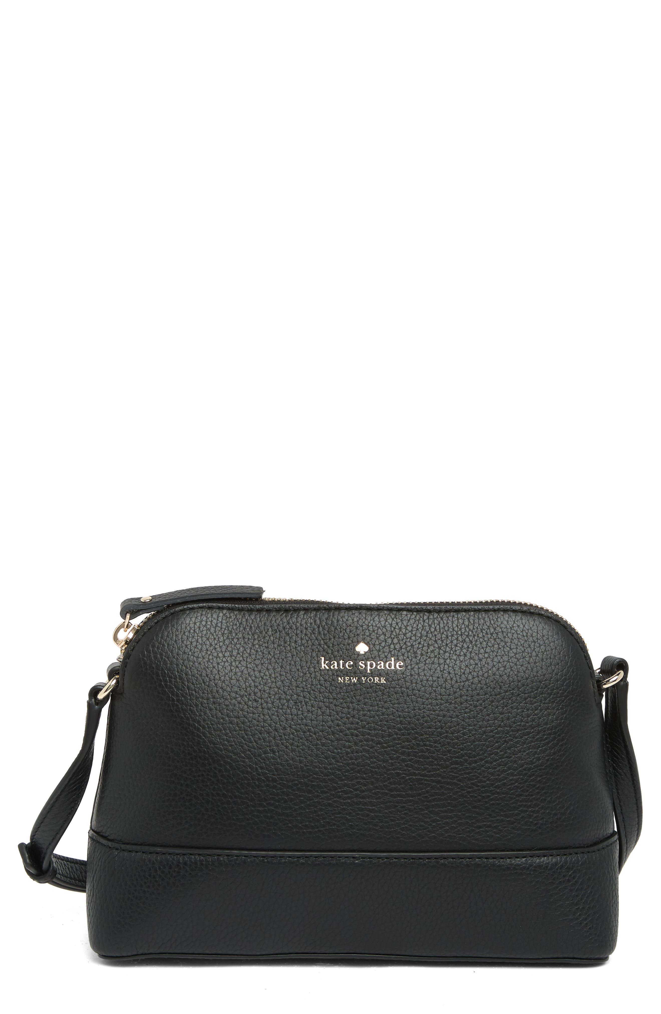 Kate Spade New York southport ave hannah leather crossbody bag, Main, color, Black