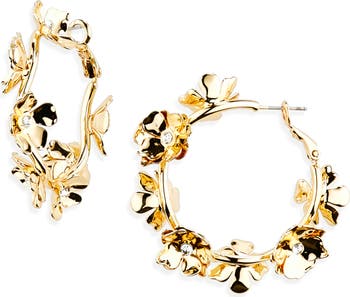 Crystal Floral Hoop Earrings