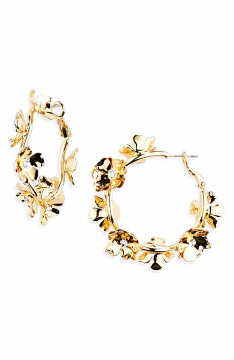Nordstrom Crystal Floral Hoop Earrings