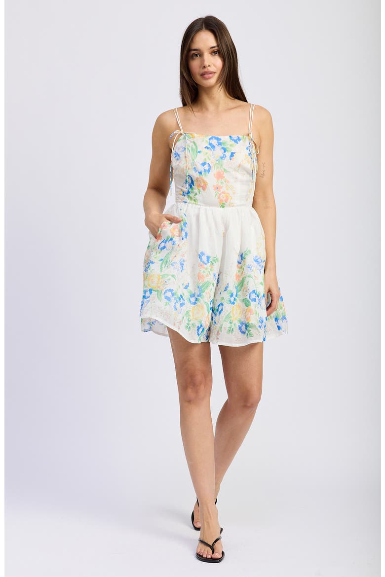 Julia Sleeveless Romper, Alternate, color, WHITE BLUE MULTI