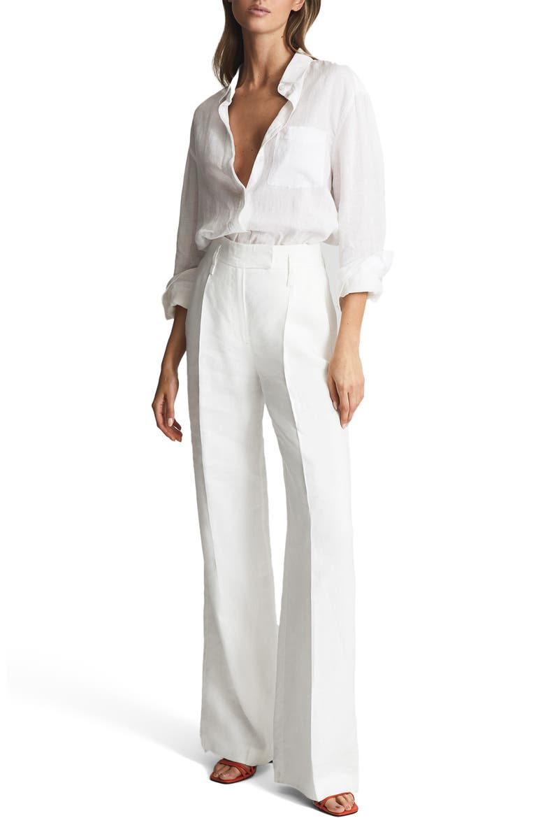 Campbell Linen Button-Up Shirt, Alternate, color, WHITE
