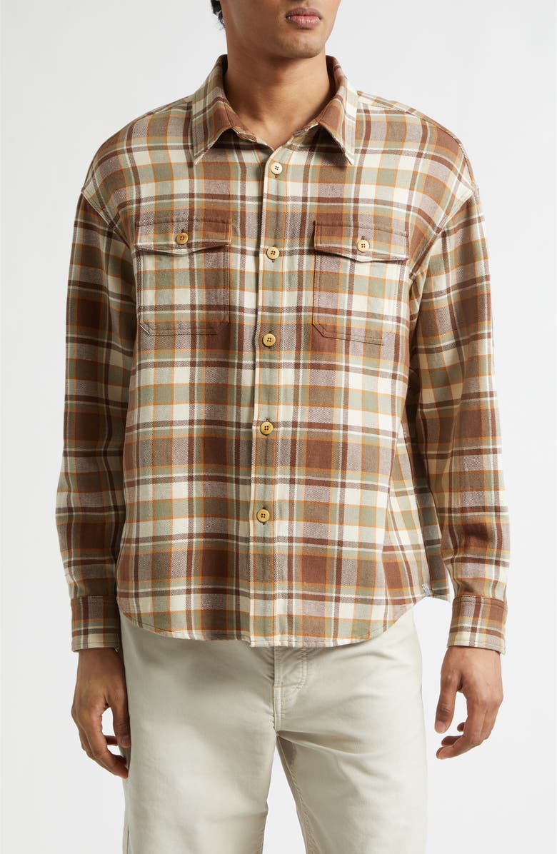 VISVIM Lumber Check Flannel Button-Up Shirt, Main, color, Brown
