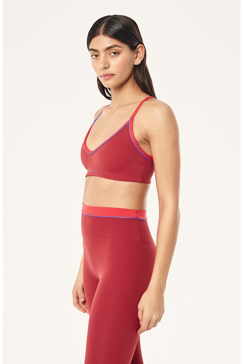 Spectrum V Neck Sports Bra, Alternate, color, CHERRY/ STRAWBERRY
