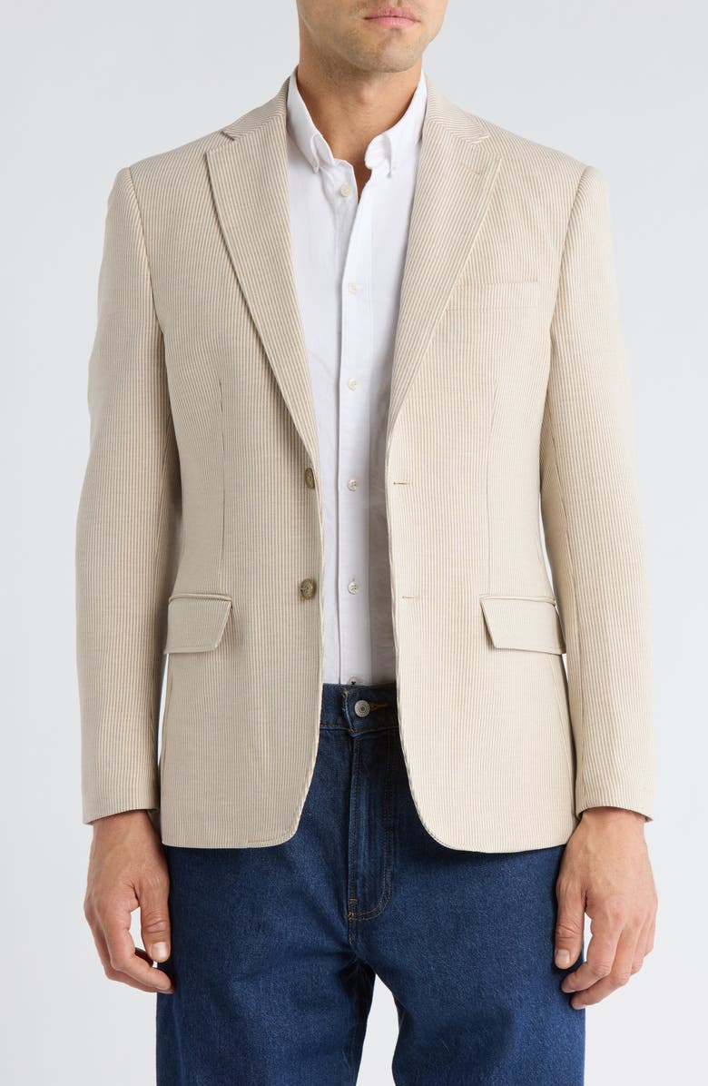 Lucky Brand Heather Stripe Sport Coat, Main, color, Tan