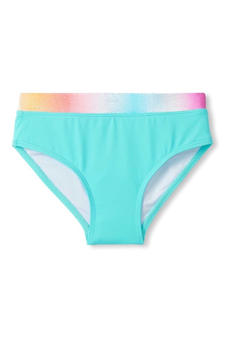 Kids' Turquoise Shimmer Long Sleeve Rashguard Two-Piece Swimsuit, Alternate, color, TURQUOISE