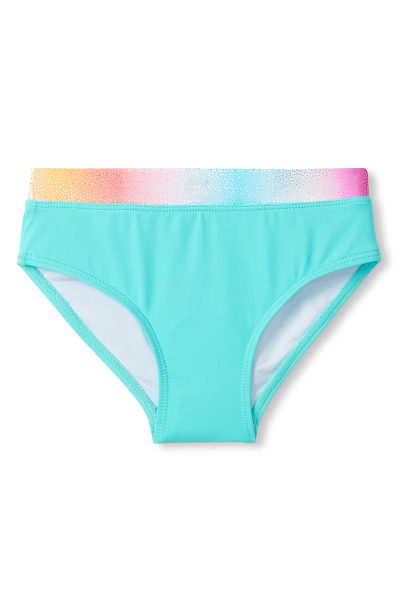 Hatley Kids' Turquoise Shimmer Long Sleeve Rashguard Two-Piece Swimsuit, Alternate, color, Turquoise