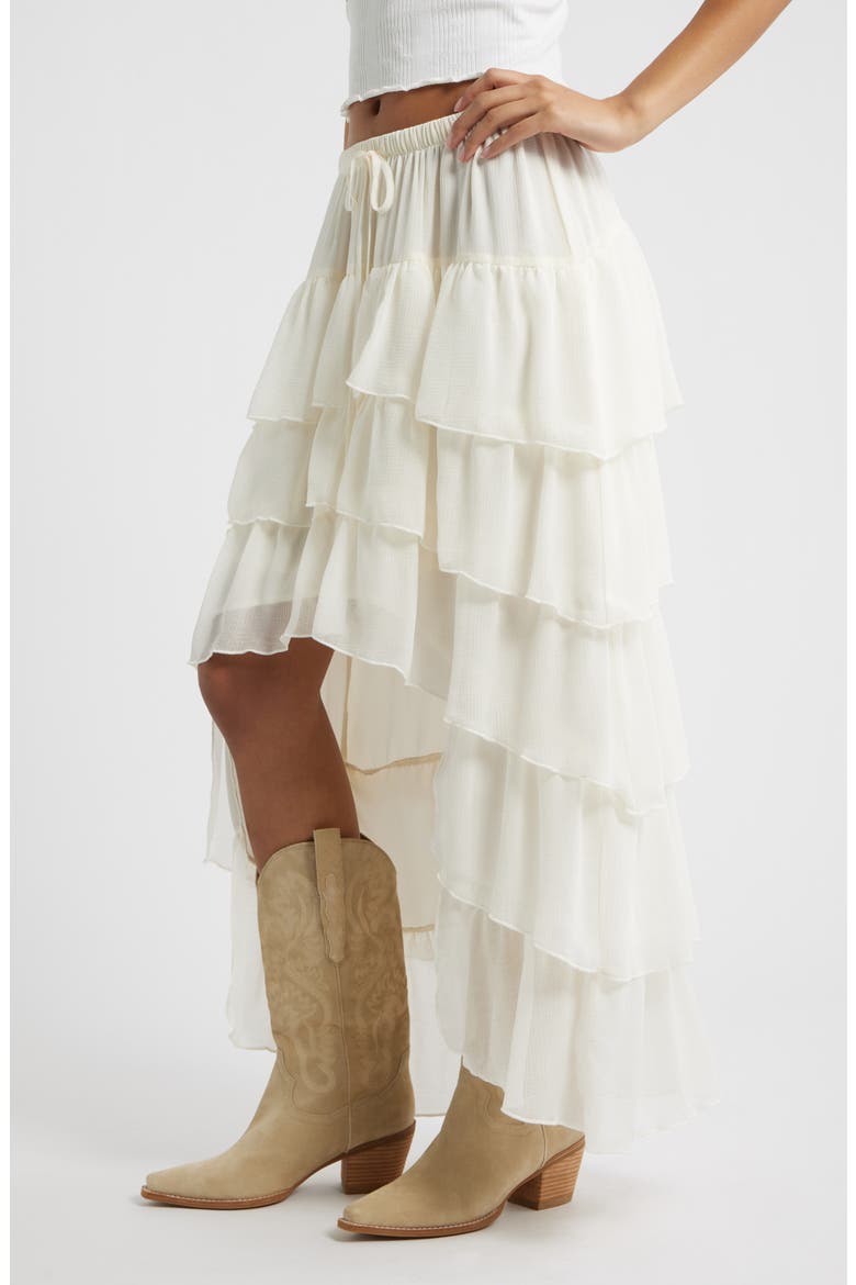 Tiered High-Low Maxi Skirt, Alternate, color, IVORY