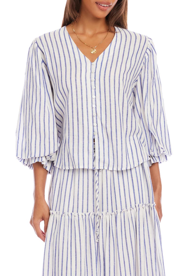 Stripe Linen Blend Shirt, Main, color, BLUE/WHITE
