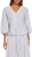 Karen Kane Stripe Linen Blend Shirt