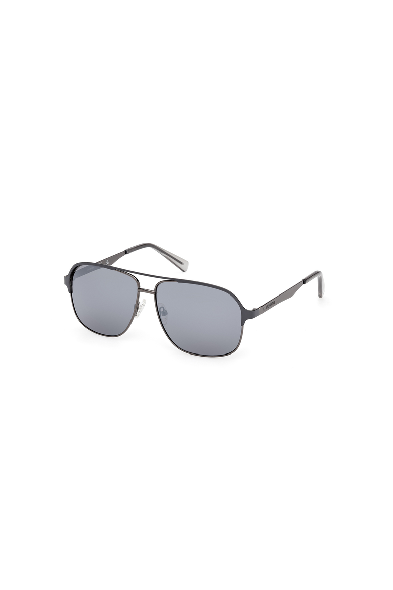 Rectangular Metal Navigator Sunglasses, Main, color, Grey / Smoke Mirror