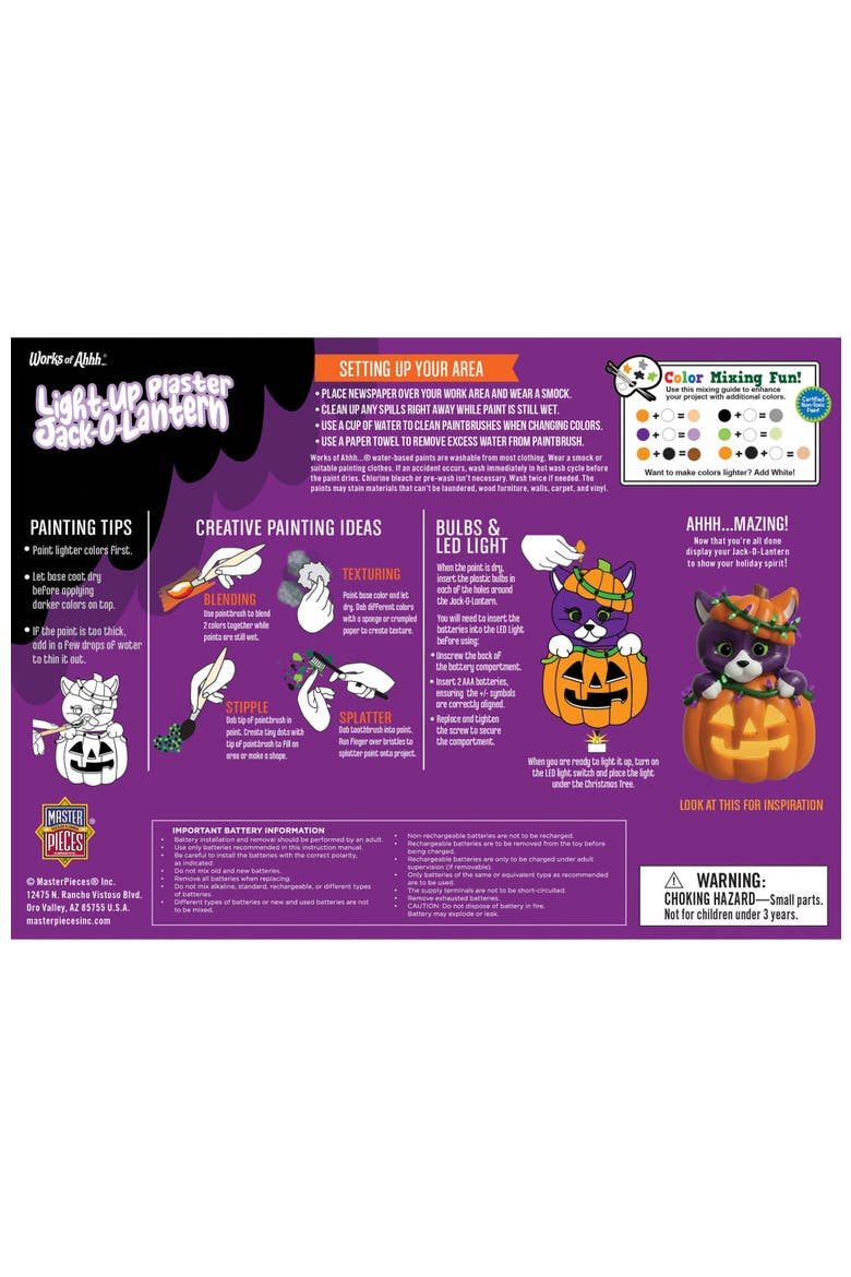 Jack-O-Lantern Light-Up Plaster Kit, Alternate, color, Multicolor