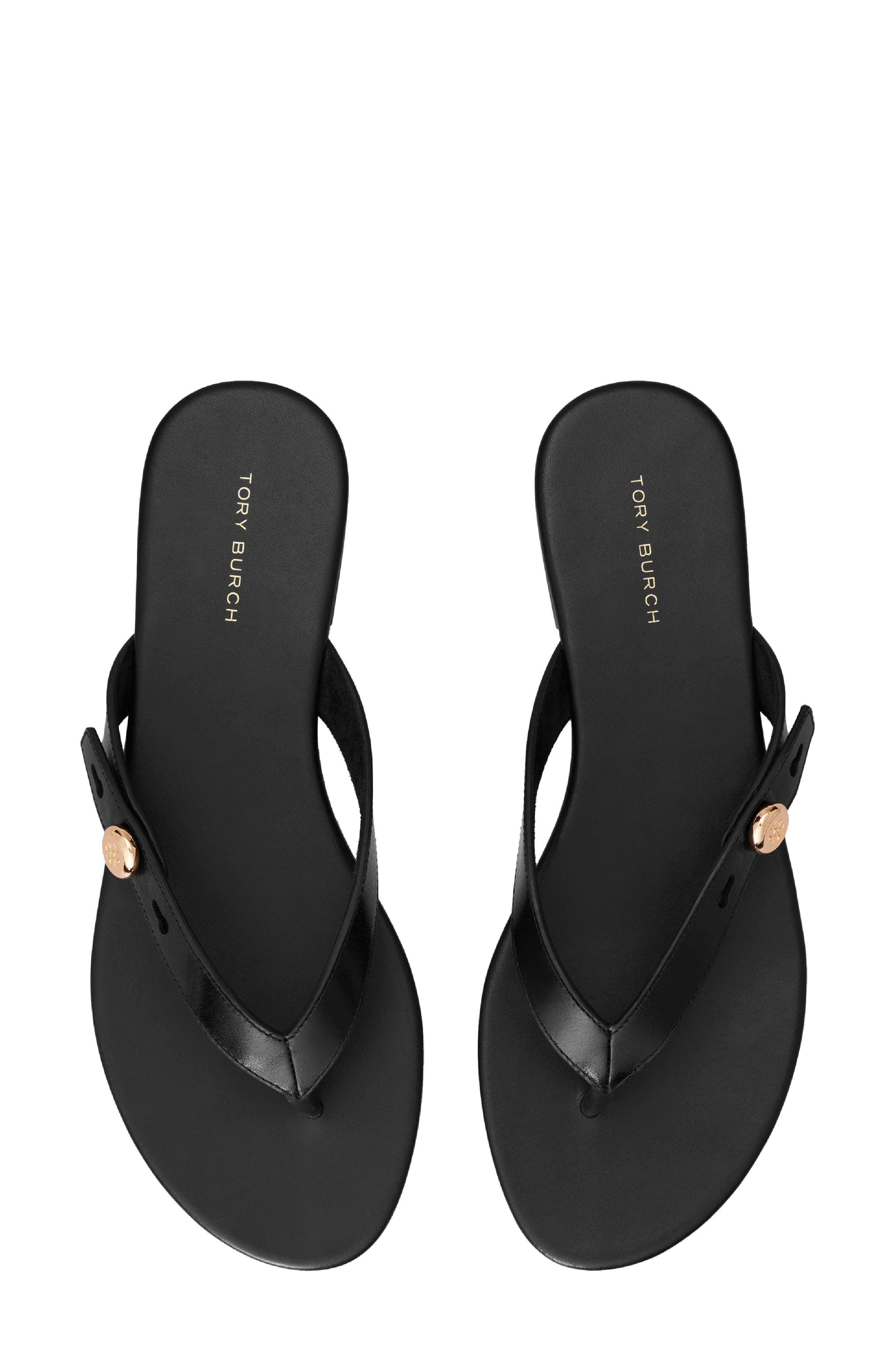 Tory Burch Romy Leather Thong Sandal, Alternate, color, Perfect Black