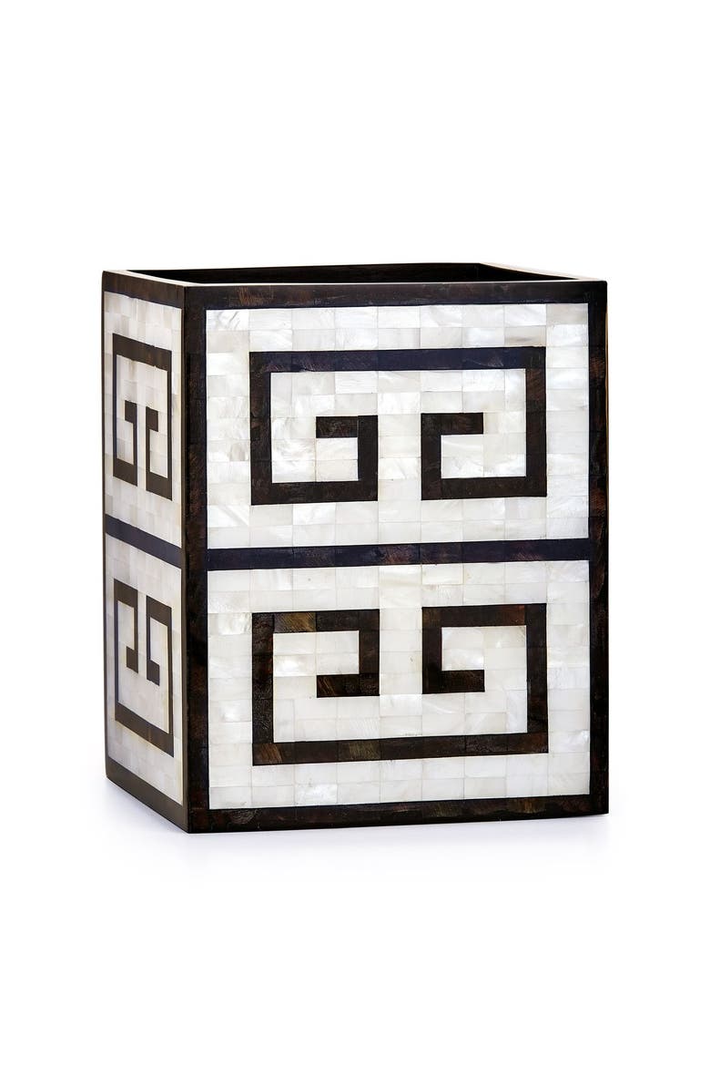 Greek Key Waste Basket, Main, color, IVORY