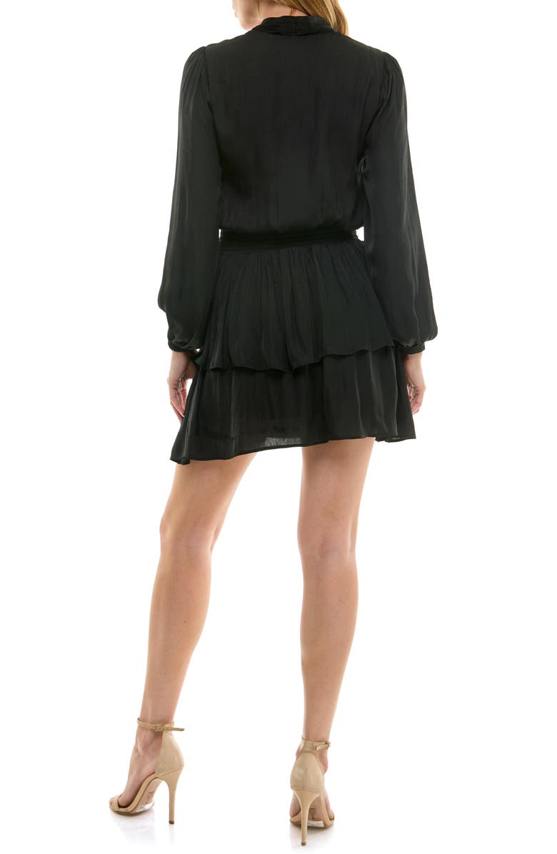 Socialite Long Sleeve Tiered Minidress, Alternate, color, Black